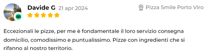 Recensione 5 stelle di cliente entusiasta di Pizza Smile