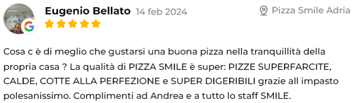 Recensione 5 stelle di cliente entusiasta di Pizza Smile